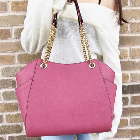 Gaby’sBags👜💕-Michael Kors Chain Tote Pink - Picture 4 of 7
